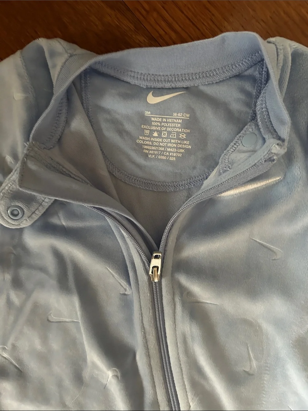 Nike Light Blue Footed Sleeper Pajamas with White Short-Sleeve Bodysuit Set 3M